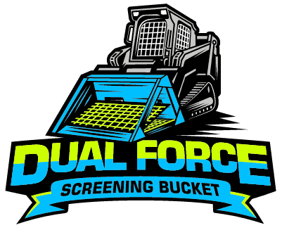 Dual Force Screening Bucket logo - Dynamic Screening has built the only dual-deck vibratory skid steer loading bucket explicitly designed for skid steers. Our loader screener attachment screens any material anywhere. 